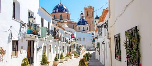 The blue-tiled church domes of Altea